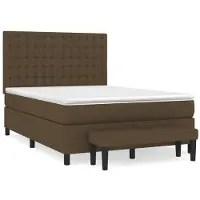 Syfax Cama box spring con colchón tela marrón oscuro 140x190 cm