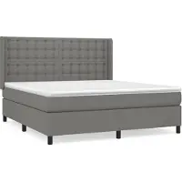 Syfax Cama box spring con colchón tela gris oscuro 160x200 cm