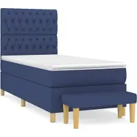 Syfax Cama box spring con colchón tela azul 90x200 cm