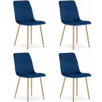 Leobert Sillón - - Lava - Terciopelo azul marino/Patas de madera - 45 x 55 x 86 cm - Juego de 4 unidades