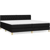 Syfax Cama box spring con colchón tela negro 200x200 cm