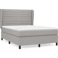 Syfax Cama box spring con colchón tela gris claro 140x200 cm