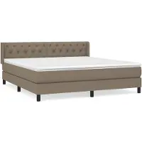 Syfax Cama box spring con colchón tela gris taupe 160x200 cm