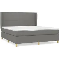 Syfax Cama box spring con colchón tela gris oscuro 160x200 cm
