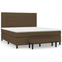 Syfax Cama box spring con colchón tela marrón oscuro 180x200 cm