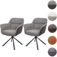 Mendler Juego de 2 sillas de comedor HWC-K33, sillas de cocina, giratorias, con ajuste automático, tapizadas en tela MVG (imitación de cuero), color gris oscuro