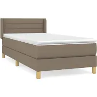 Syfax Cama box spring con colchón tela gris taupe 100x200 cm