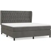 Syfax Cama box spring con colchón terciopelo gris oscuro 180x200 cm