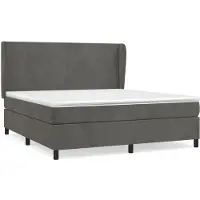 Syfax Cama box spring con colchón terciopelo gris oscuro 160x200 cm