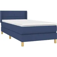 Syfax Cama box spring con colchón tela azul 90x200 cm
