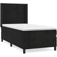 Syfax Cama box spring con colchón cuero sintético negro 90x190 cm