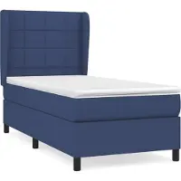 Syfax Cama con somier y colchón, color azul, 100x200 cm, tapizada en tela