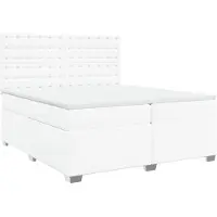 Syfax Cama box spring con colchón cuero sintético blanco 200x200 cm