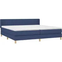 Syfax Cama box spring con colchón tela azul 200x200 cm