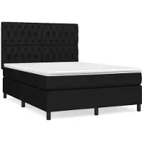 Syfax Cama box spring con colchón tela negro 140x200 cm