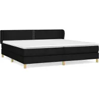 Syfax Cama box spring con colchón tela negro 200x200 cm