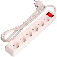 EDM Regleta De Enchufes T/tl Con 6 Tomas E Interruptor 3x1.5 Mm 3 M