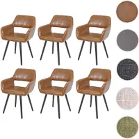 Mendler Juego de 6 sillas de comedor HWC-A50 II, sillas para cocina, diseño retro de los años 50, tapizadas en imitación de cuero y ante, con patas oscuras