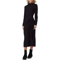 Scotch & Soda Asymetric Ruched Front Ls Dress Black Talla: M | Vestidos Midi Outlet | Mujer | Negro