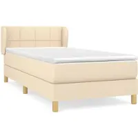 Syfax Cama box spring con colchón tela color crema 90x190 cm