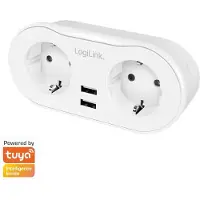 Logilink Adaptador inteligente Wi-Fi SH0102, enchufe con 2 tomas y 2 puertos USB