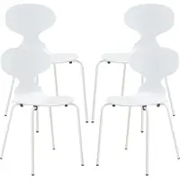 En.casa Juego de 4 sillas de comedor "Kil", sillas para cocina, 80 x 47 x 48 cm, estructura de metal y asiento de madera, color blanco