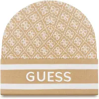 GUESS Gorra 'SEVYN 4G LOGO BEANIE SWTR' beige / blanco