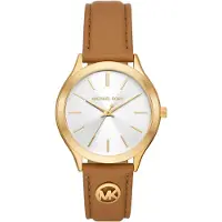 Michael Kors Reloj analógico 'SLIM RUNWAY' caramelo / oro / blanco