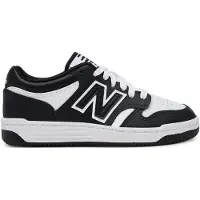New Balance unisex para niños. GSB480V1 Zapatillas de piel 480 blanco, negro (37.5), Plano, Cordones, Casual, Deportivo, moda infantil, New