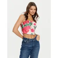 Guess Marciano GUESS Eco Raissa Bustier Top Blurred Roses Print Talla: XS | Camisetas de Tirantes Outlet | Mujer | Rosa