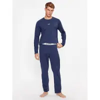 GUESS Pijama largo 'Derrick' azul / blanco