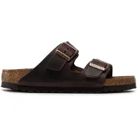 Birkenstock para mujer. 452763 Sandalias de piel Arizona Soft Footbed Oiled (Ajuste Estrecho) marrón (43), Plano, Ninguno, Casual, Birkensto