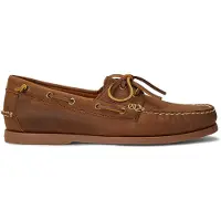 Ralph Lauren para hombre. 803932219002 Náuticos Merton de piel marrón (45), Plano, Cordones, Casual, Clásico, outlet