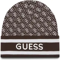 GUESS Gorra 'SEVYN 4G LOGO BEANIE SWTR' cognac / blanco