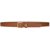 Ralph Lauren para mujer. 412968763002 Cinturón estrecho de piel con logotipo marrón (1X), Casual, outlet 2026.