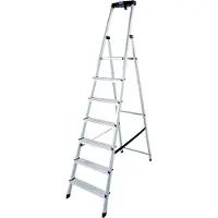 Krause Escalera de aluminio , modelo 126351, con plataforma de seguridad y 7 escalones