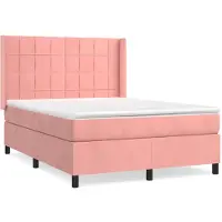 Syfax Cama box spring con colchón terciopelo rosa 140x190 cm