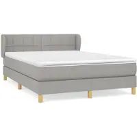 Syfax Cama box spring con colchón tela gris claro 140x200 cm