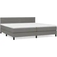 Syfax Cama box spring con colchón tela gris oscuro 200x200 cm