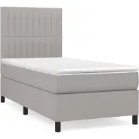 Syfax Cama box spring con colchón tela gris claro 90x200 cm