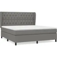 Syfax Cama box spring con colchón tela gris oscuro 160x200 cm