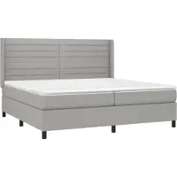 Syfax Cama box spring con colchón tela gris claro 200x200 cm