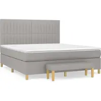 Syfax Cama box spring con colchón tela gris claro 160x200 cm