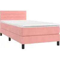 Syfax Cama box spring con colchón terciopelo rosa 90x190 cm