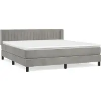 Syfax Cama box spring con colchón terciopelo gris claro 160x200 cm