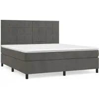 Syfax Cama box spring con colchón terciopelo gris oscuro 160x200 cm