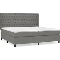 Syfax Cama box spring con colchón tela gris oscuro 200x200 cm