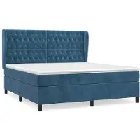 Syfax Cama box spring con colchón terciopelo azul oscuro 160x200 cm