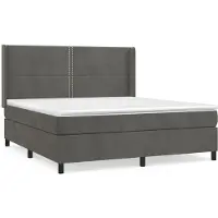 Syfax Cama box spring con colchón terciopelo gris oscuro 160x200 cm