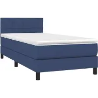 Syfax Cama box spring con colchón tela azul 90x200 cm